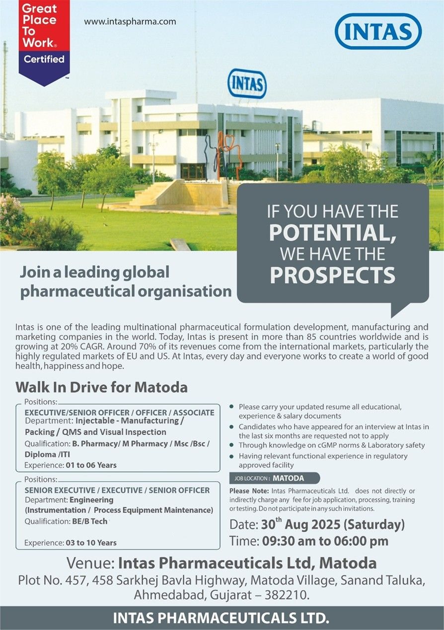 Intas Pharmaceuticals- Walk-In Drive