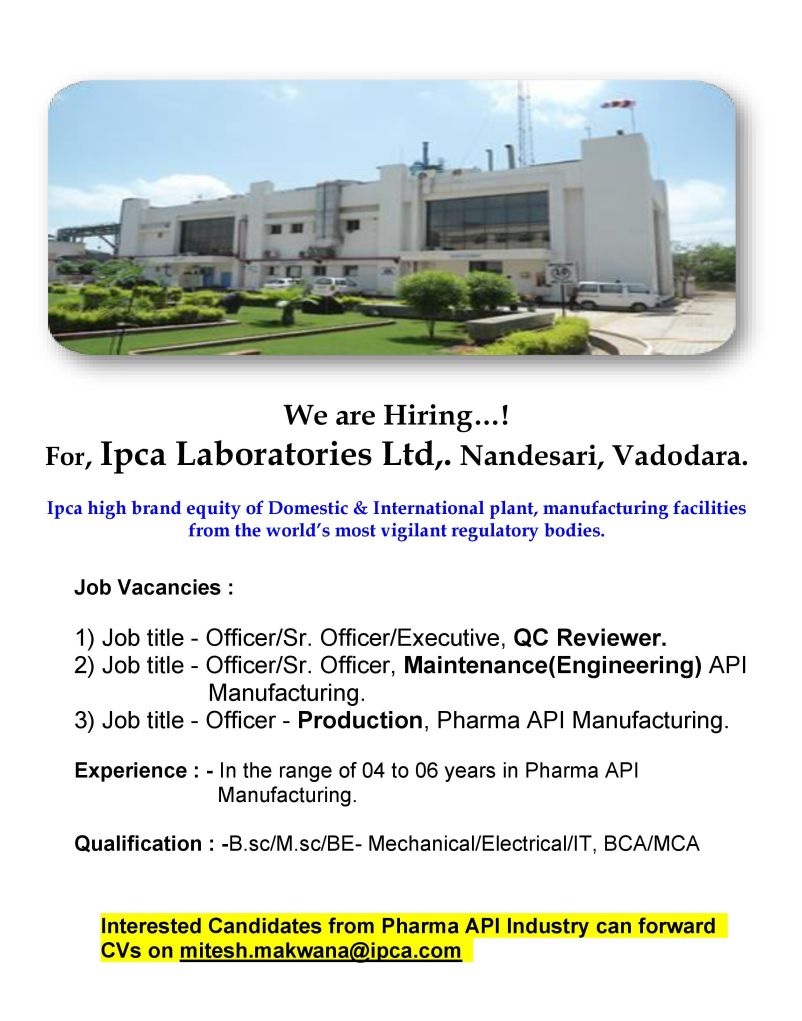 Ipca Laboratories- Hiring