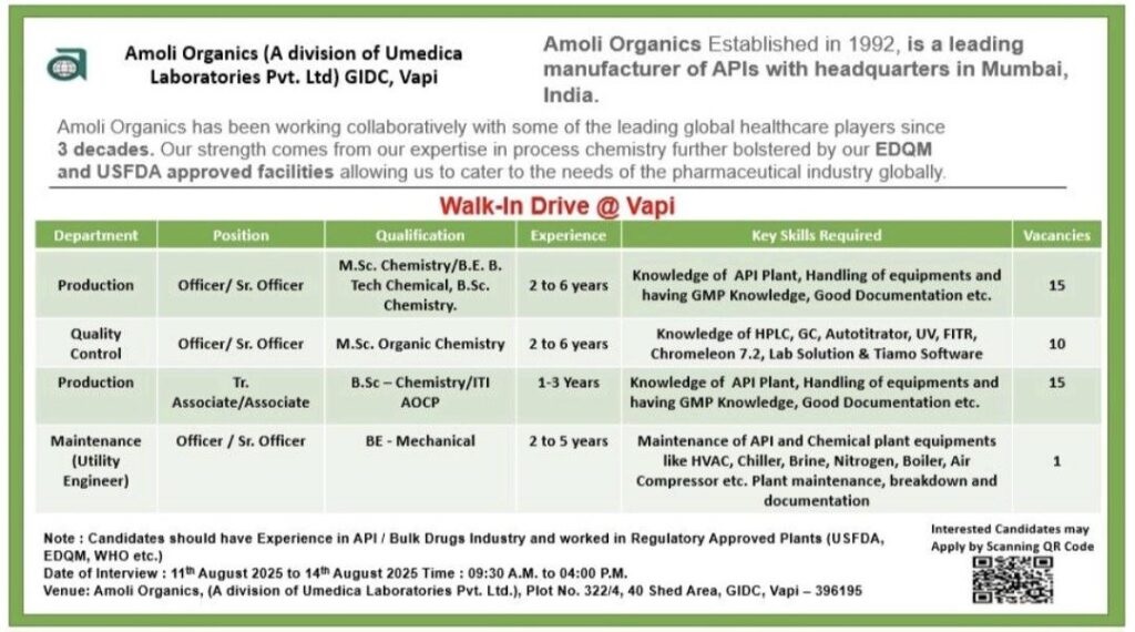Amoli Organics-Walk-In Interview
