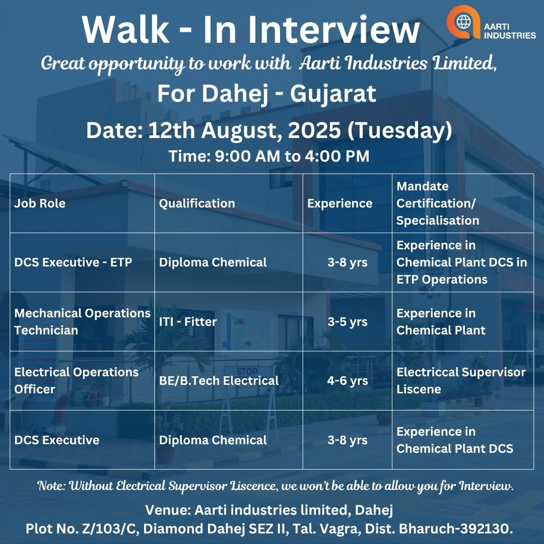 Aarti Industries- Walk-In Interviews