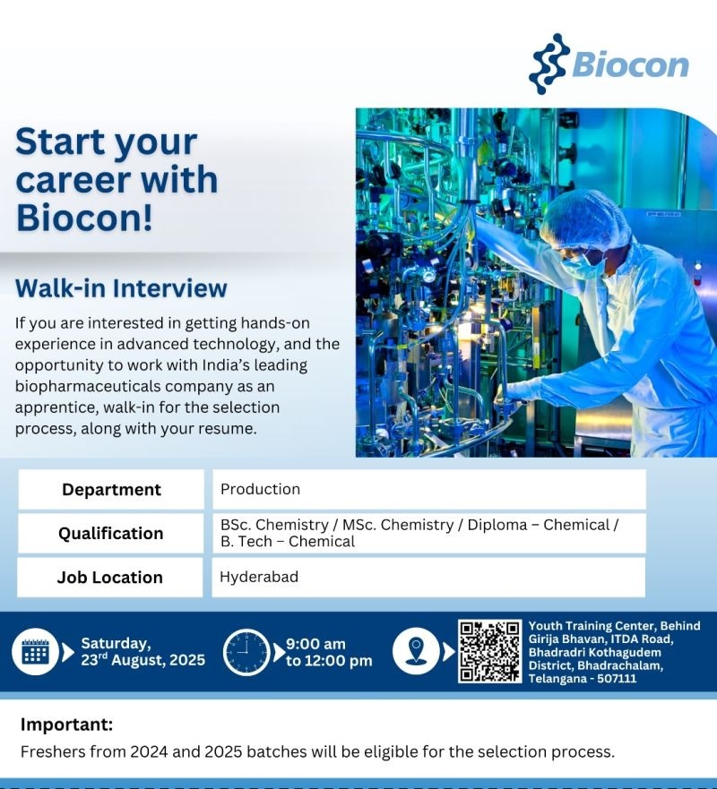 Biocon- Walk-In Interview