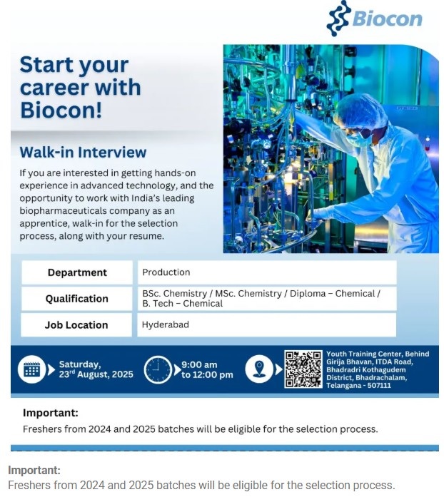 Biocon- Walk-in Interview