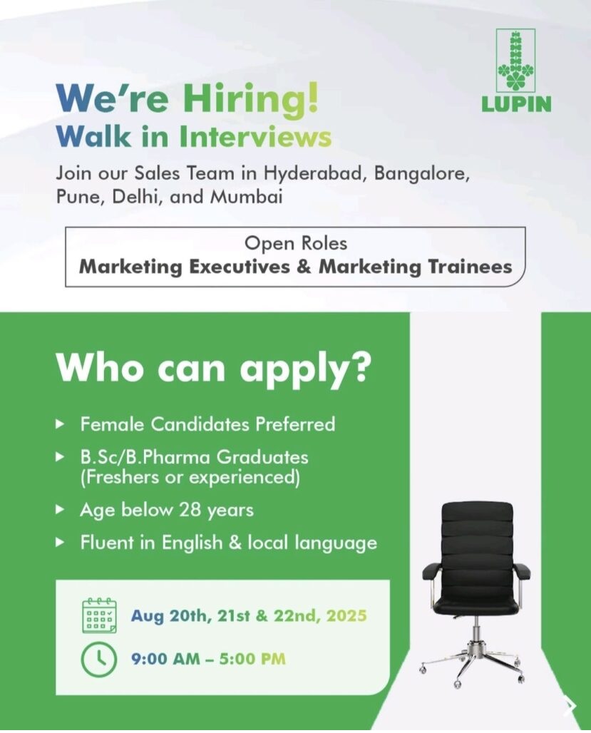 Lupin- Launches Walk-In Interviews