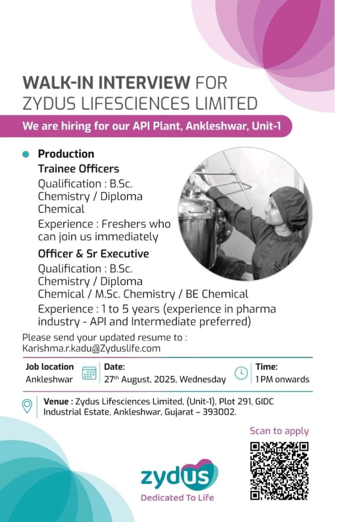 Zydus -Walk in Interview
