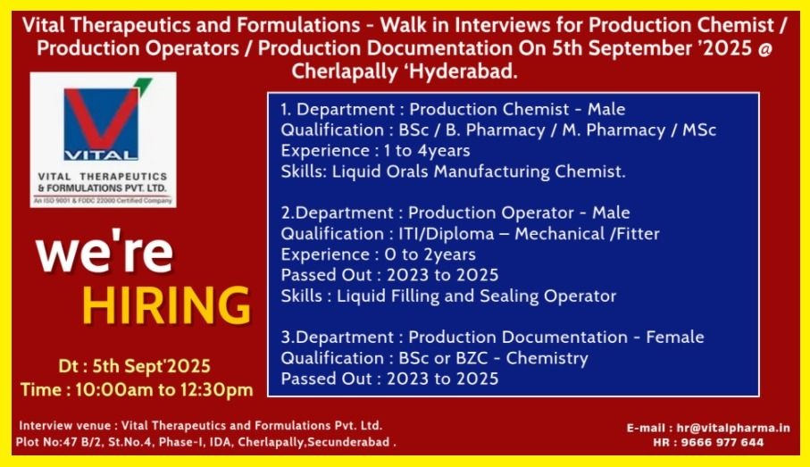 Vital Therapeutics- Walk-in Interview