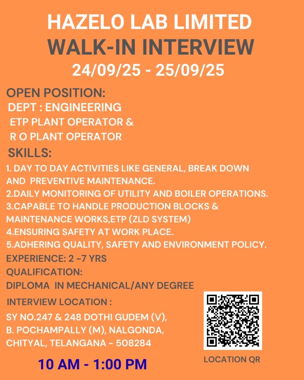 HAZELO LAB LIMITED- WALK-IN INTERVIEW