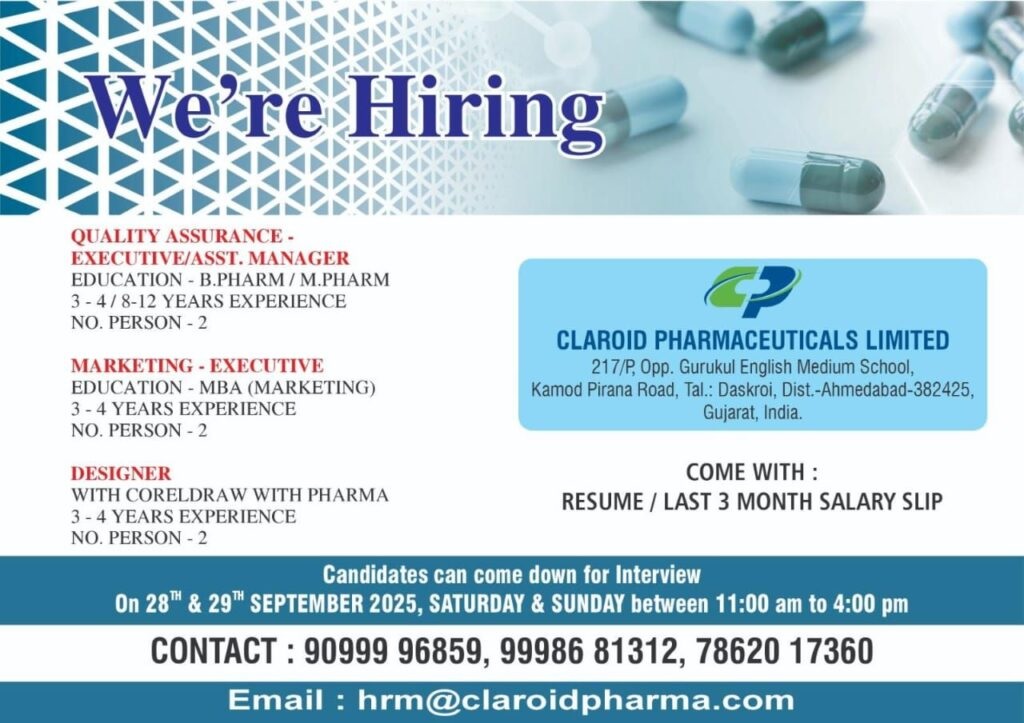 Claroid Pharmaceuticals-Walk-In Interviews