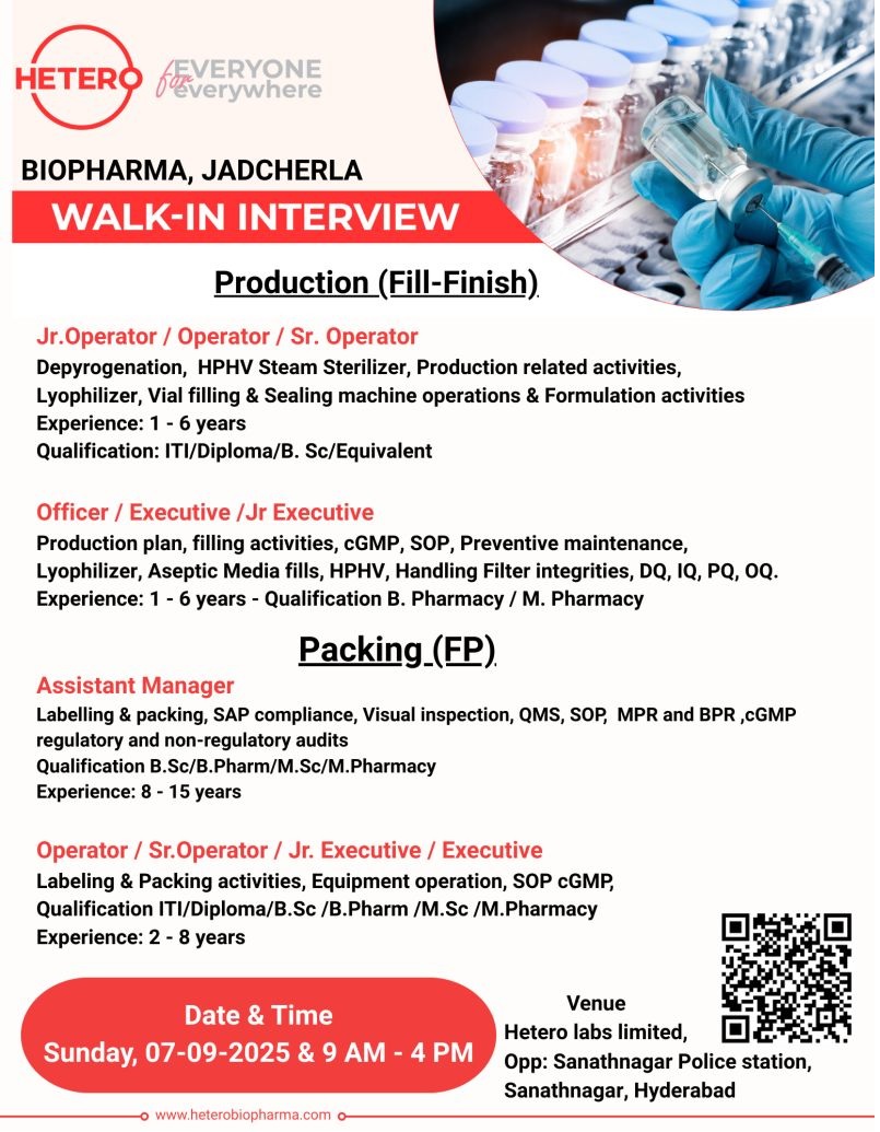 Hetero Biopharma- Walk In Interview