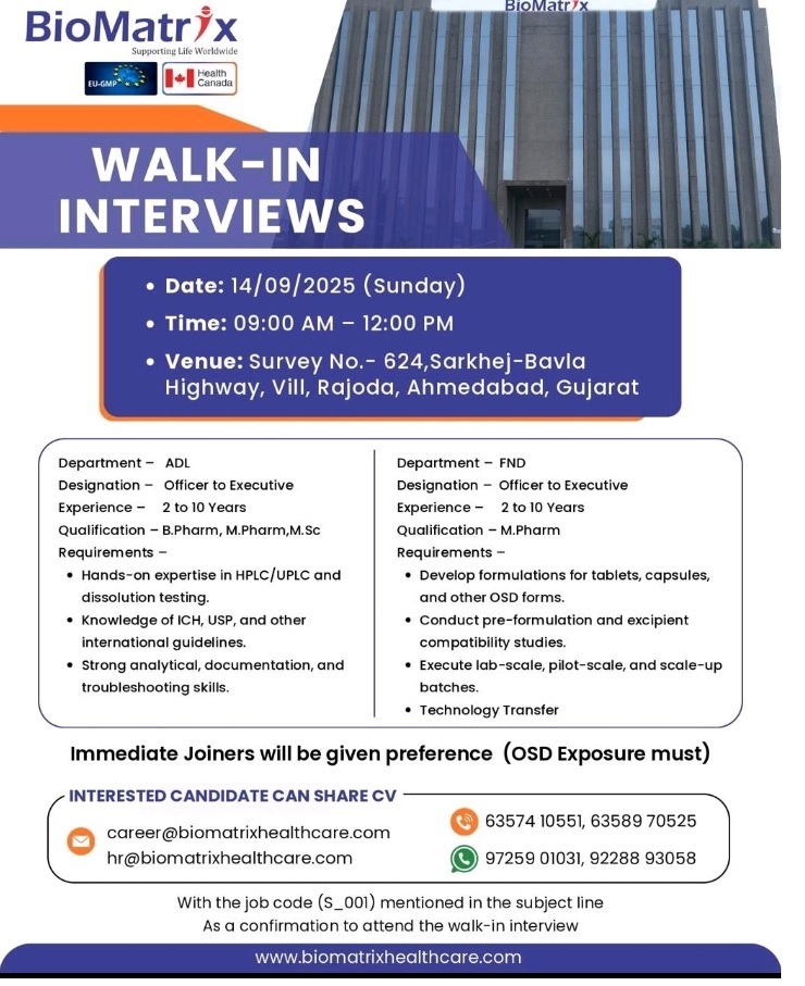 BioMatrix Healthcare-Walk-in Interviews