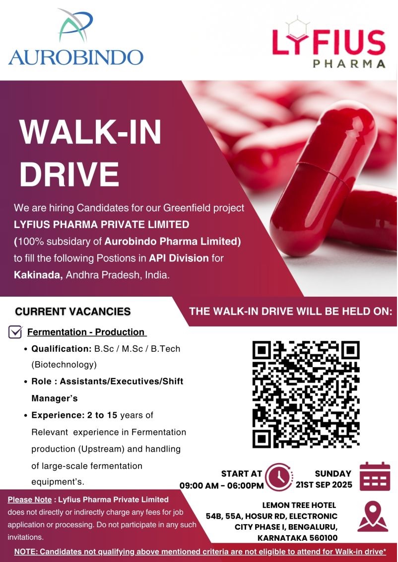 Lyfius Pharma- Walk In Interview