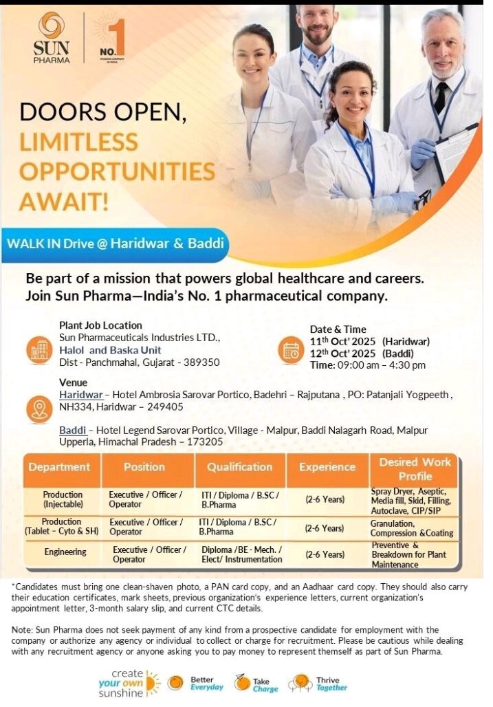 Sun Pharma -Walk-In