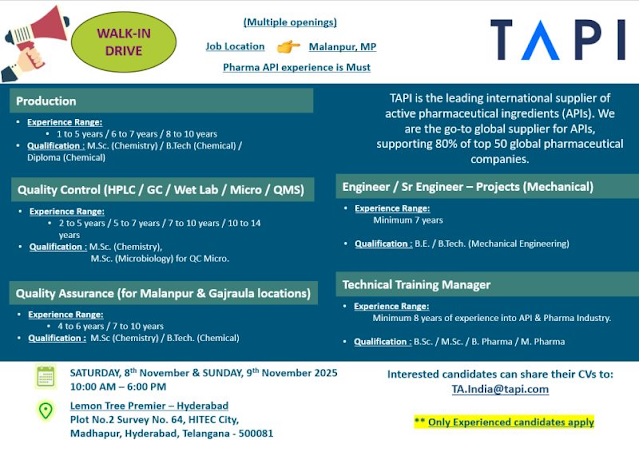 TAPI- Walk-In Interview