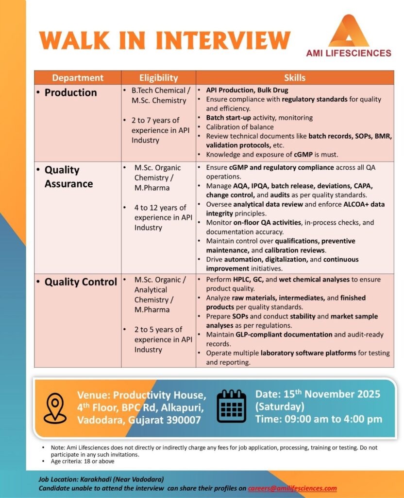 AMI Lifesciences- Walk-in Interview
