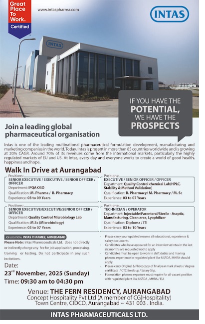 Intas Pharma- Walk In Drive