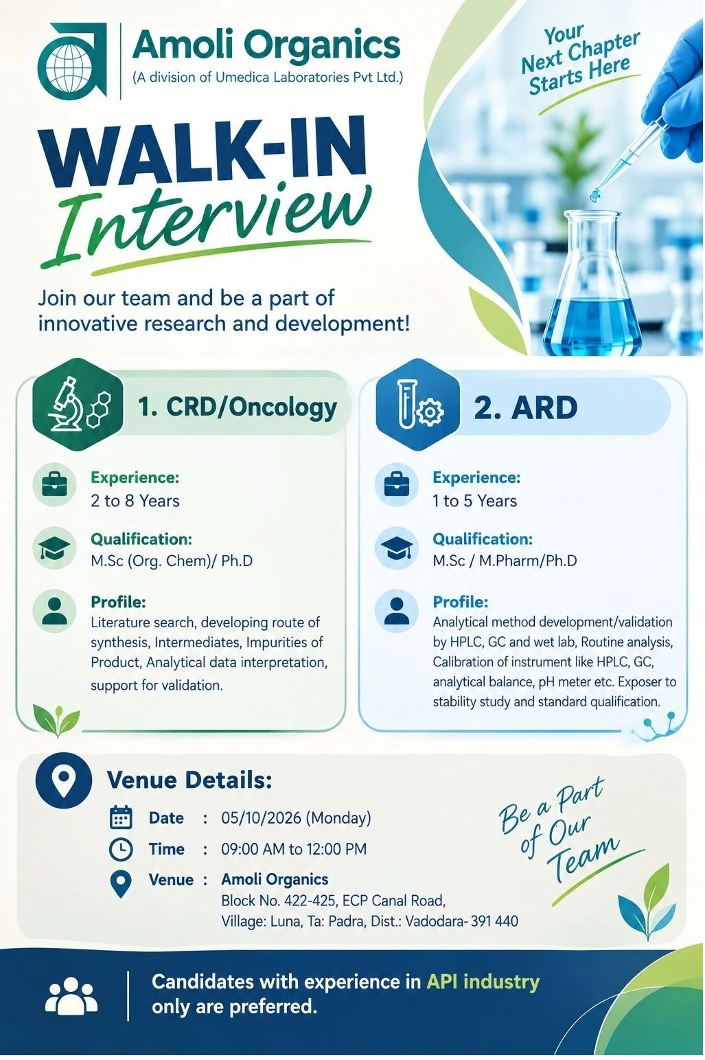 Amoli Organics- Walk-in Interview