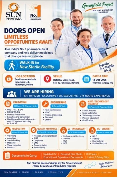 Sun Pharma- Walk-in