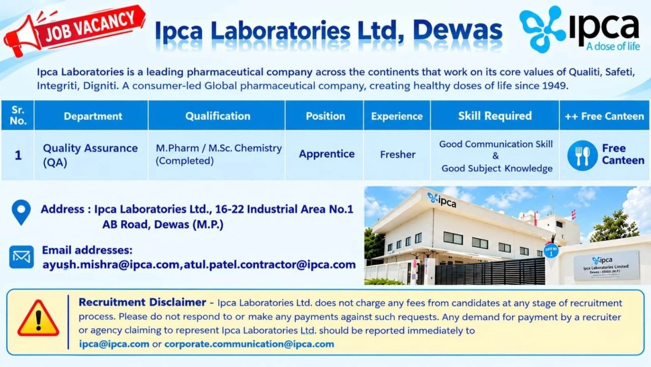 IPCA Laboratories- Hiring