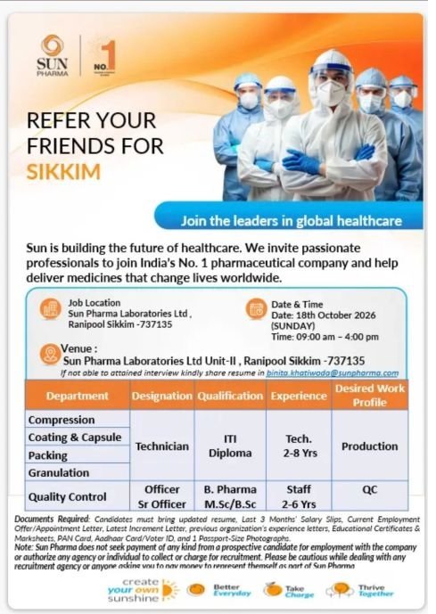 Sun Pharma- Walk-in