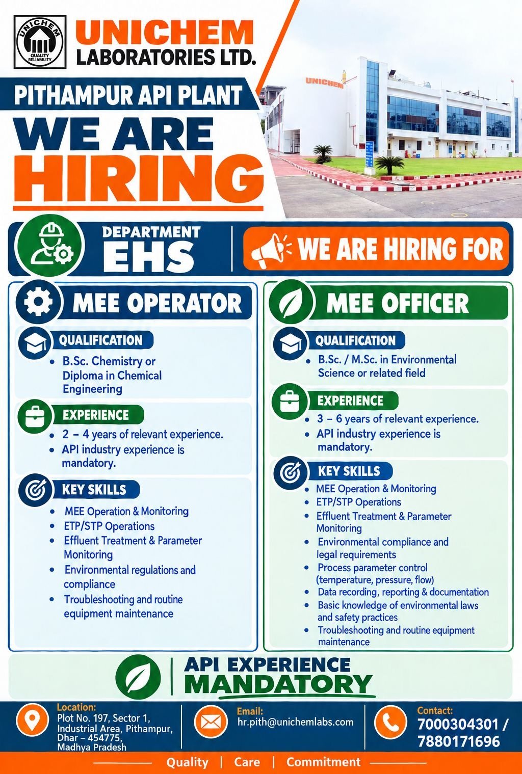 Unichem Laboratories- Hiring