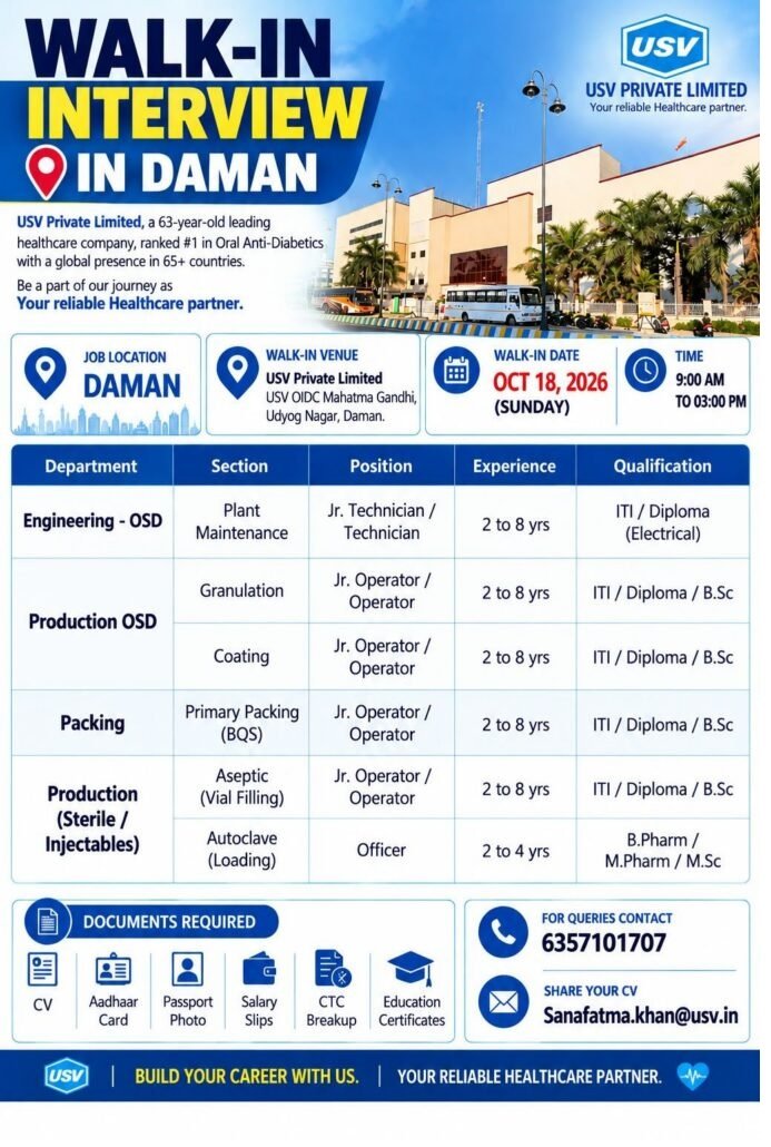 USV Private Limited- Walk-In