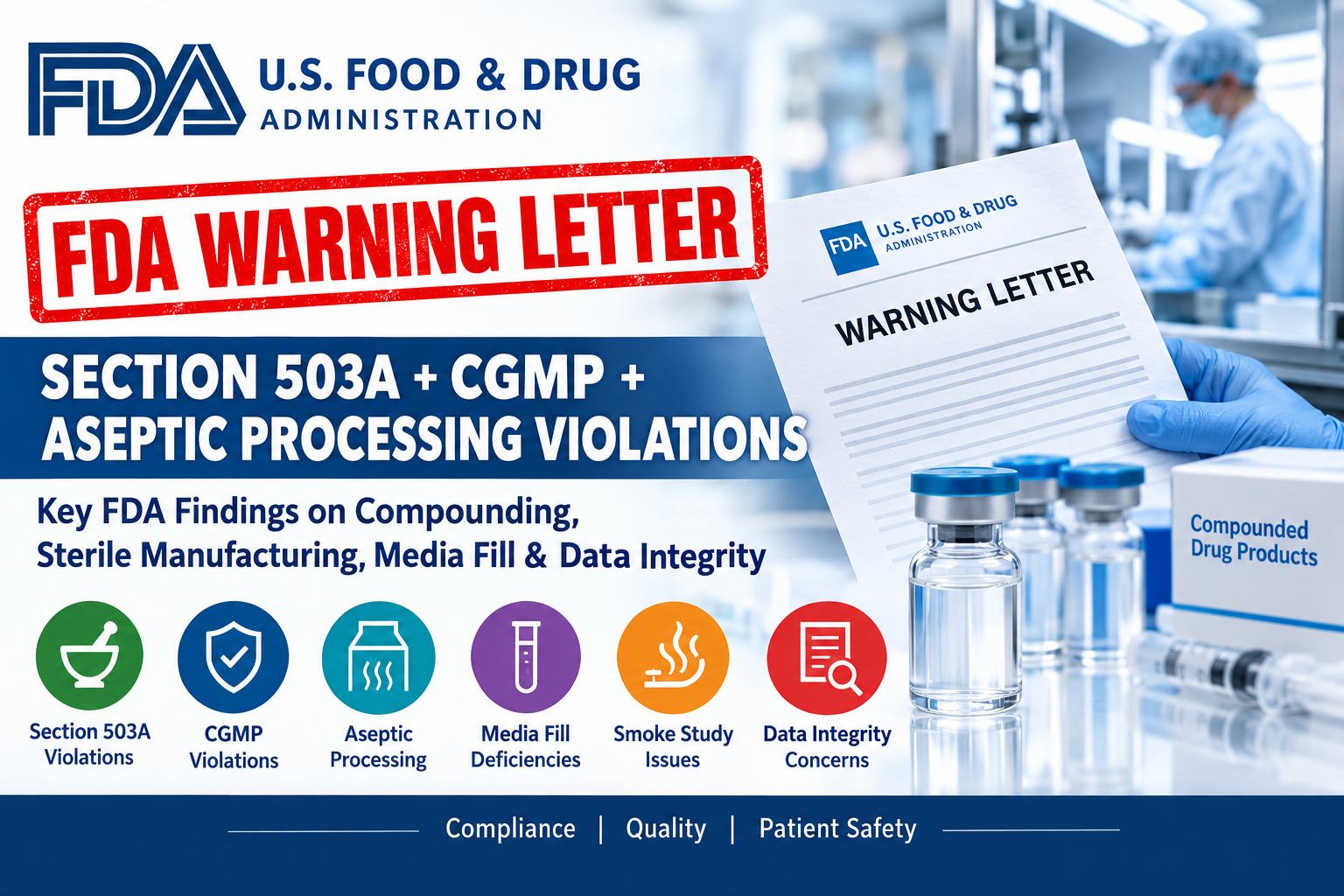 FDA Warning Letter: Section 503A Compounding Violations, Aseptic Processing and CGMP Deficiencies