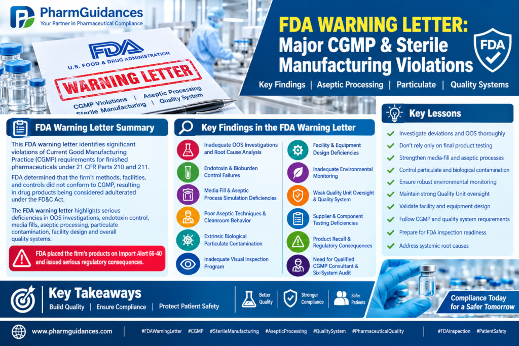 FDA Warning Letter: Major CGMP & Sterile Manufacturing Violations 483