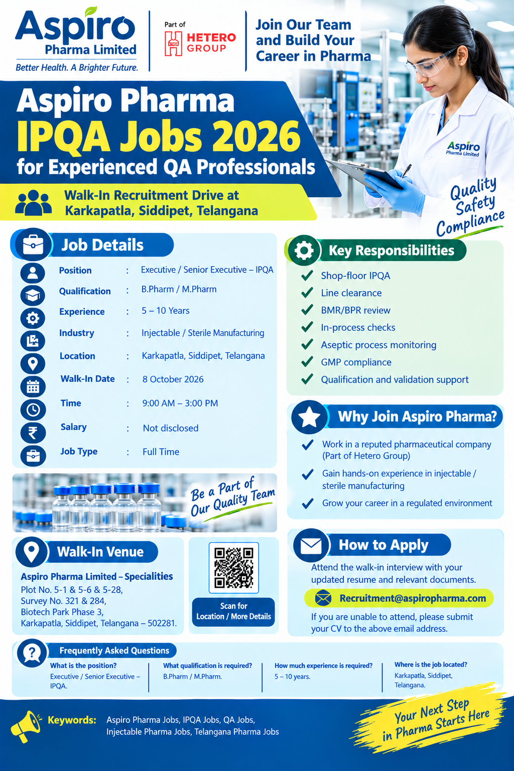 Aspiro Pharma IPQA Jobs