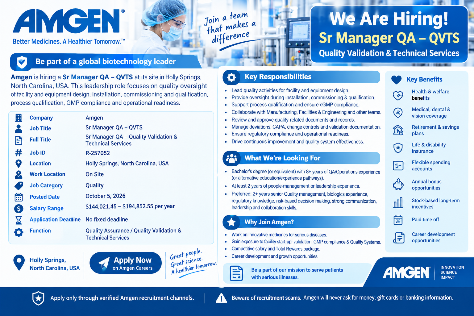 Sr Manager QA – Quality Validation & Technical Services