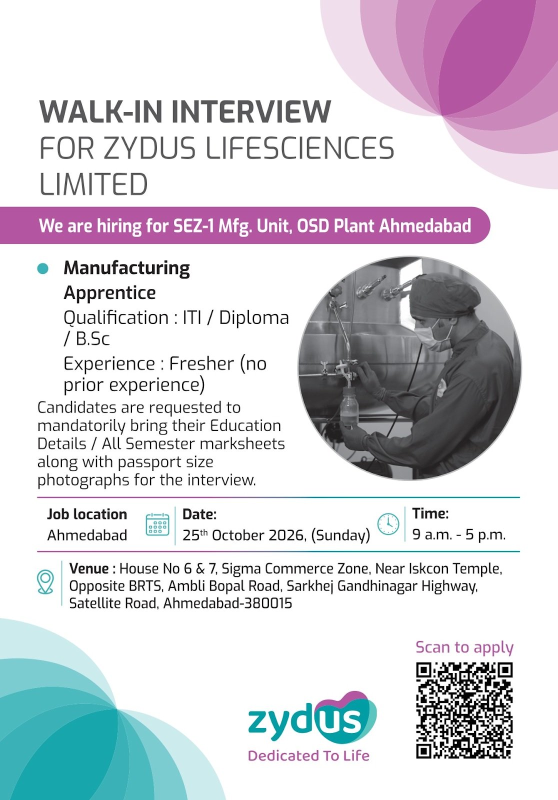 Zydus Lifesciences Apprentice Walk-In