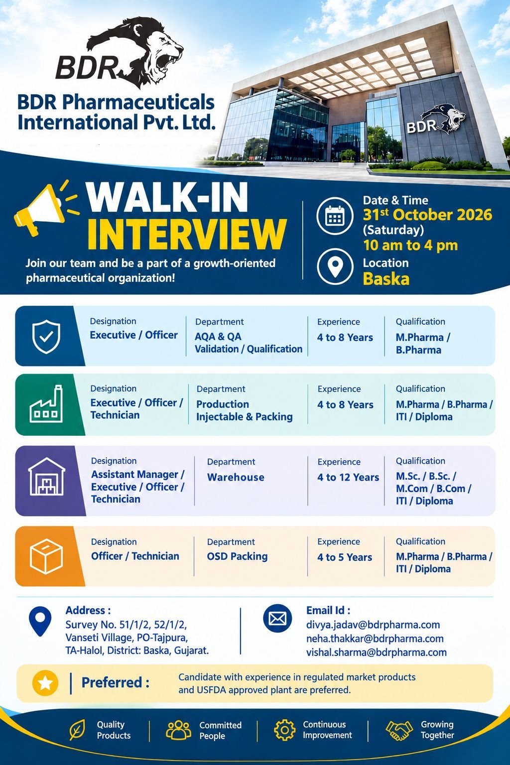BDR Pharmaceuticals Walk-In
