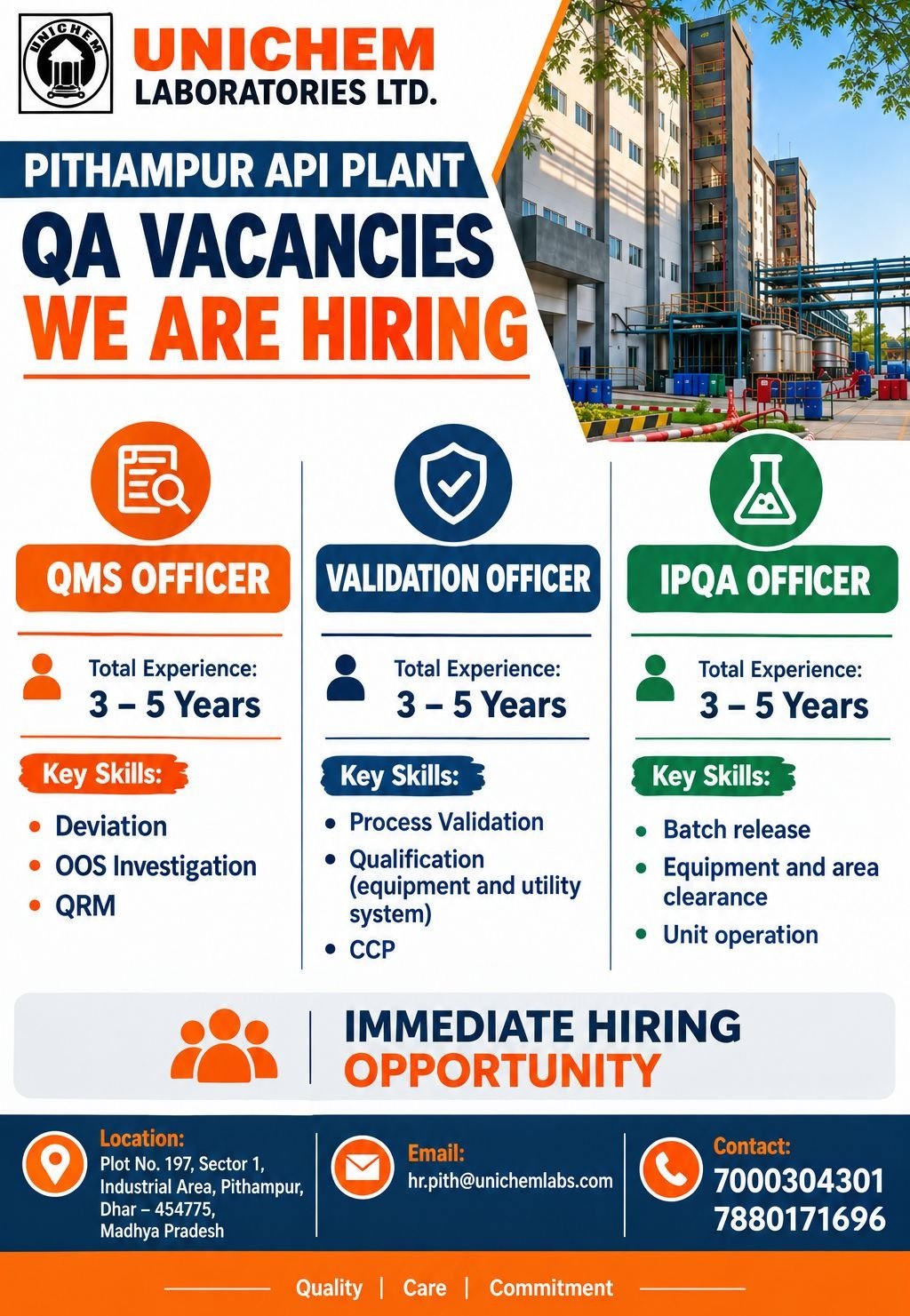 Unichem Laboratories- Hiring