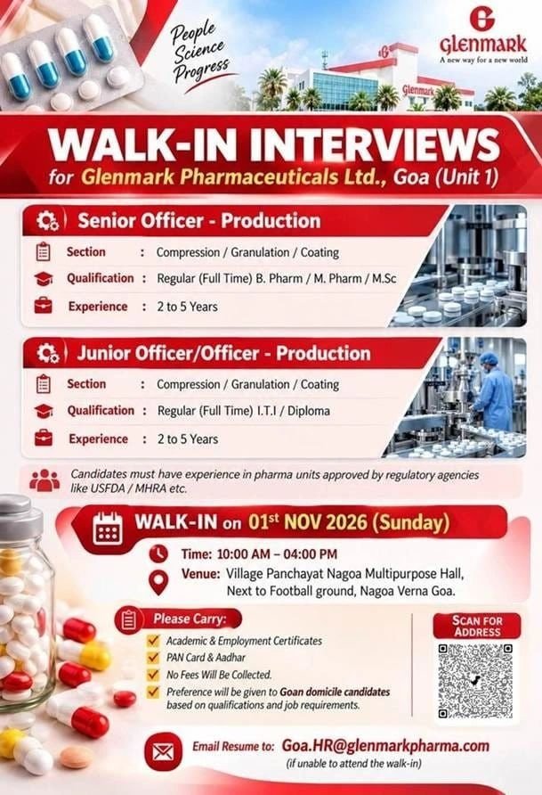 Glenmark Pharmaceuticals Walk-In